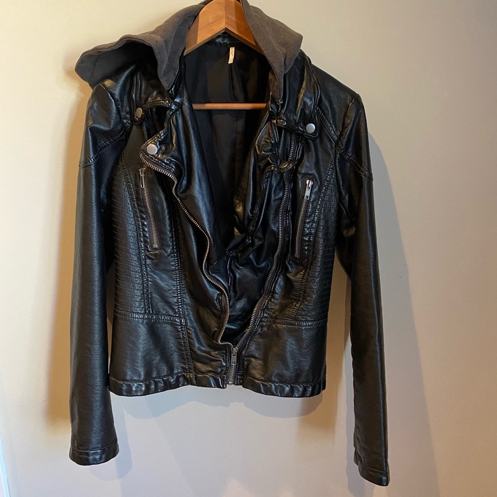 Free People Black Leather Jacket with Urban Flair